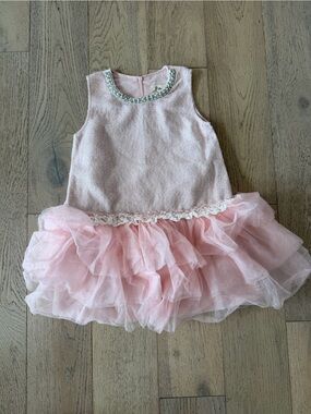 doe a dear Sleeveless Tweed Tulle Dress Pink Size 6